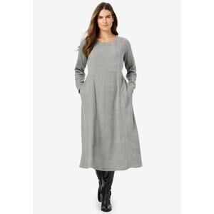 Woman Within Gray Plus Size 3XP Thermal Knit A-Line Dress Pockets Capsule